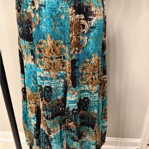 Chic Teal and Brown Maxi Skirt